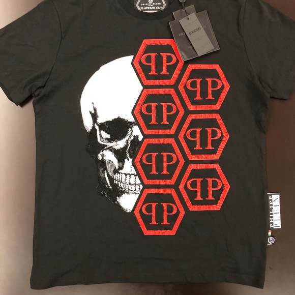 philipp plein t shirt red skull